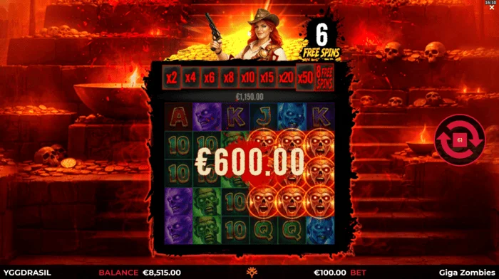 Giga Zombies - dobitak tokom Free Spins-a